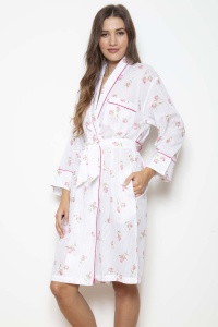 Rosebud 100% Cotton Voile Grace Shawl Robe